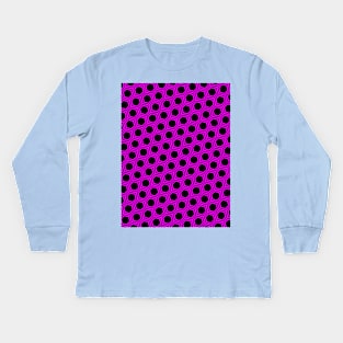 Pattern hexagonal pink on black background Kids Long Sleeve T-Shirt